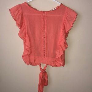 Papaya Peach top with Tie back - Size Medium